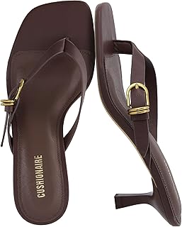 CUSHIONAIRE Marlin Low Kitten Heels for Women, Thong Style Dressy Heeled Womens Sandals with Adjustable Buckle Closure Price In India