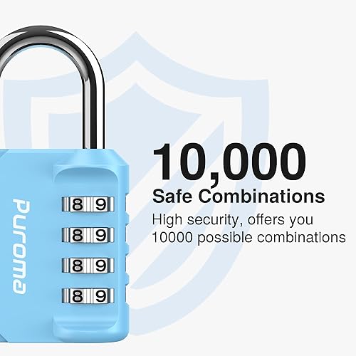 Miniatura 2 de Puroma Paquete de 2 Candado de Combinación para Casillero de 4 Dígitos Impermeable para Exteriores para Escuela, Gimnasio, Deportes, Valla, Caja de
