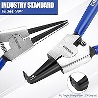 Vista 5 de Juego de 4 alicates de anillo a presión de 7 pulgadas, kit de alicates de clip circular, mandíbula rectadoblada, alicates de clip en C resistentes