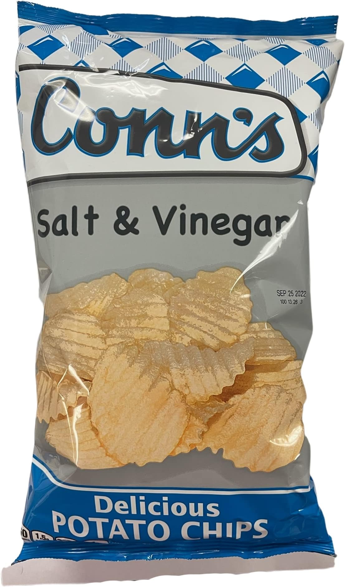 Conn's Potato Chips (Salt and Vinegar Wavy, 7.5 oz.) - 4 Pack - Very Shelf Stable - Made with Premium Oils and Best Potatoes - Made in Ohio