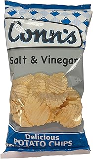 Conn's Potato Chips (Salt and Vinegar Wavy, 7.5 oz.) - 4 Pack - Very Shelf Stable - Made with Premium Oils and Best Potatoes - Made in Ohio