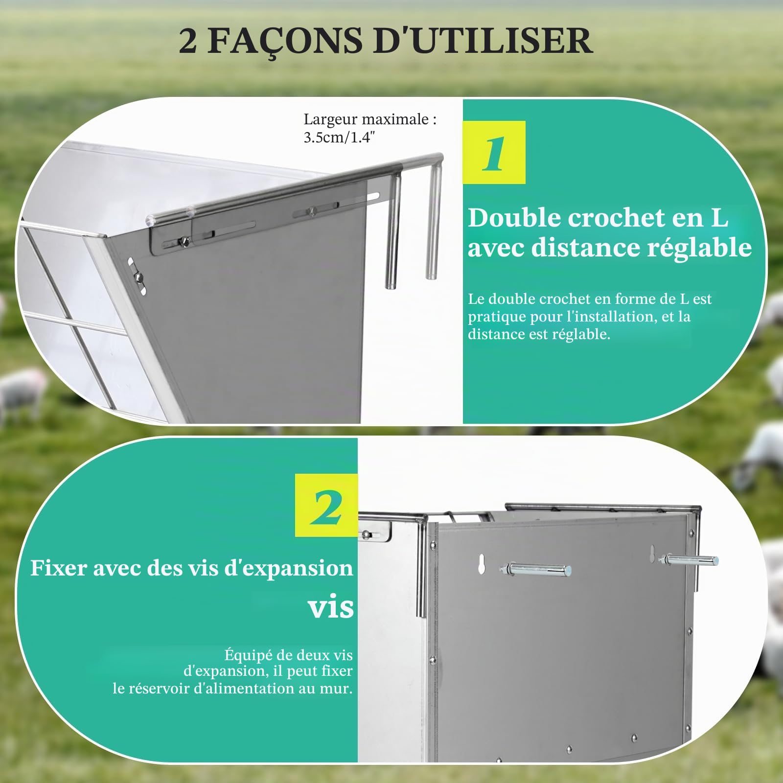 RâTelier à Foin pour Moutons, RâTelier Mural Galvanisé pour BéTail, RâTelier MéTallique pour ChèVres et Chevaux pour Foin et CéRéAles Avec Distance RéGlable pour Moutons, ChèVres, Chevaux
