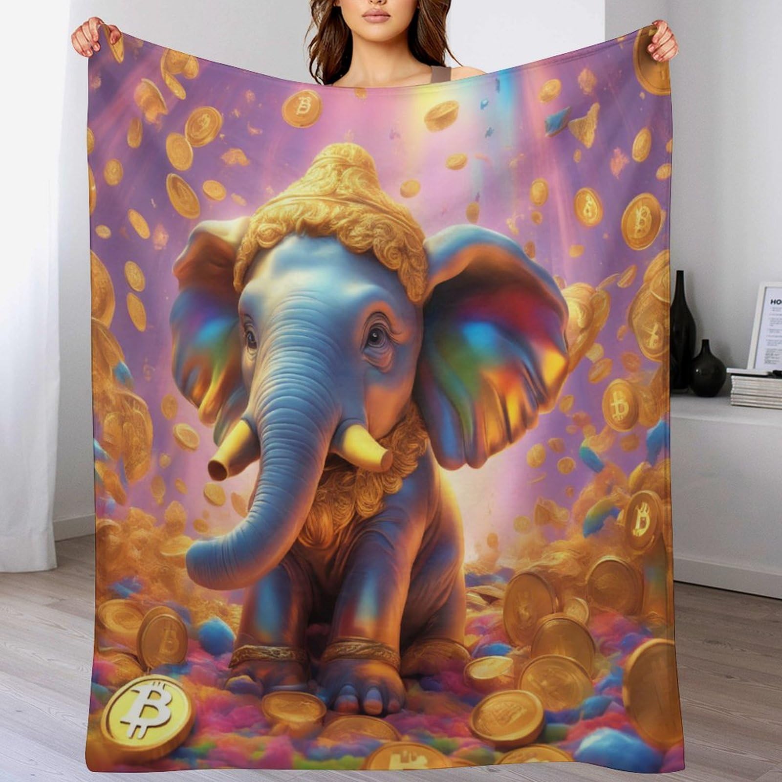 Couverture éléphant en polaire 100x130 cm pour lit et canapé