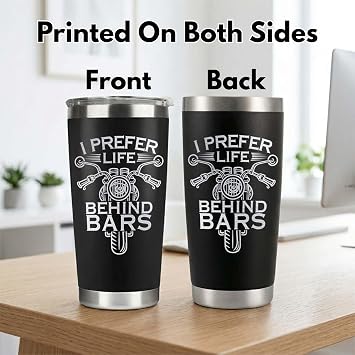 Motorcycle Gifts for Men, I Prefer Life Behind Bars Motorcycle Tumbler 20oz, Rider Biker Gifts for Men Dad Grandpa Father, Fatherday's Day Birthday Motorcyclist Bike Lover Motorhead Gift