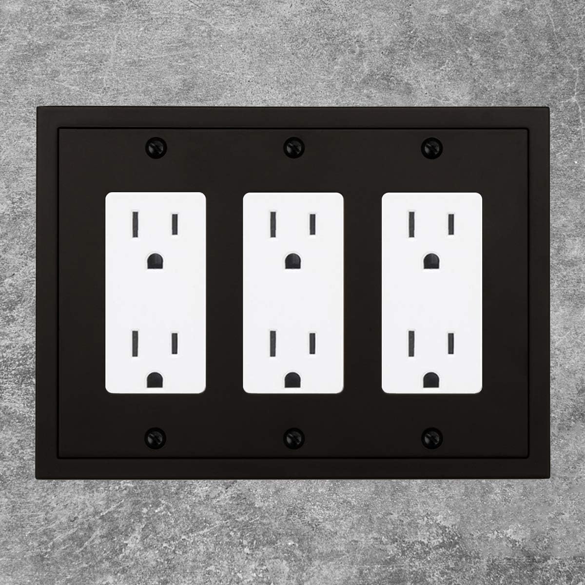 Henne Bery Modern Edge Decorative Wall Plate Switch Plate Outlet Cover, Durable Solid Zinc Alloy (Triple Decorator, Matte Black)