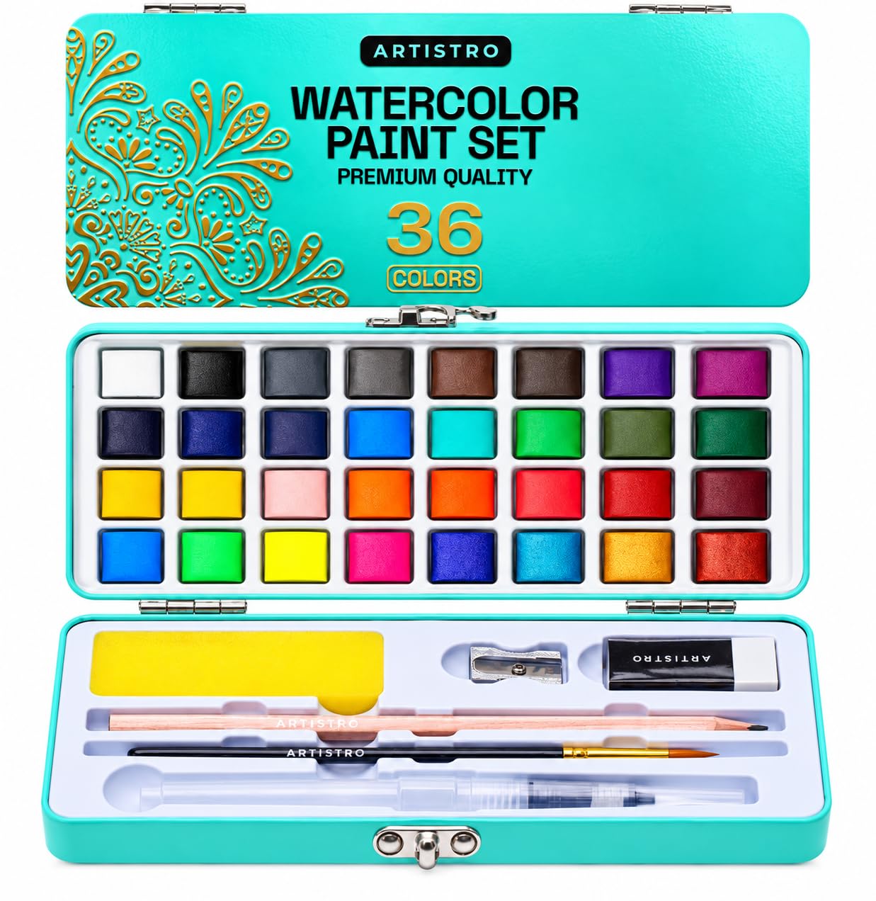 ARTISTRO Vivid Watercolor Paint Set with Palette &amp; Brush Pens