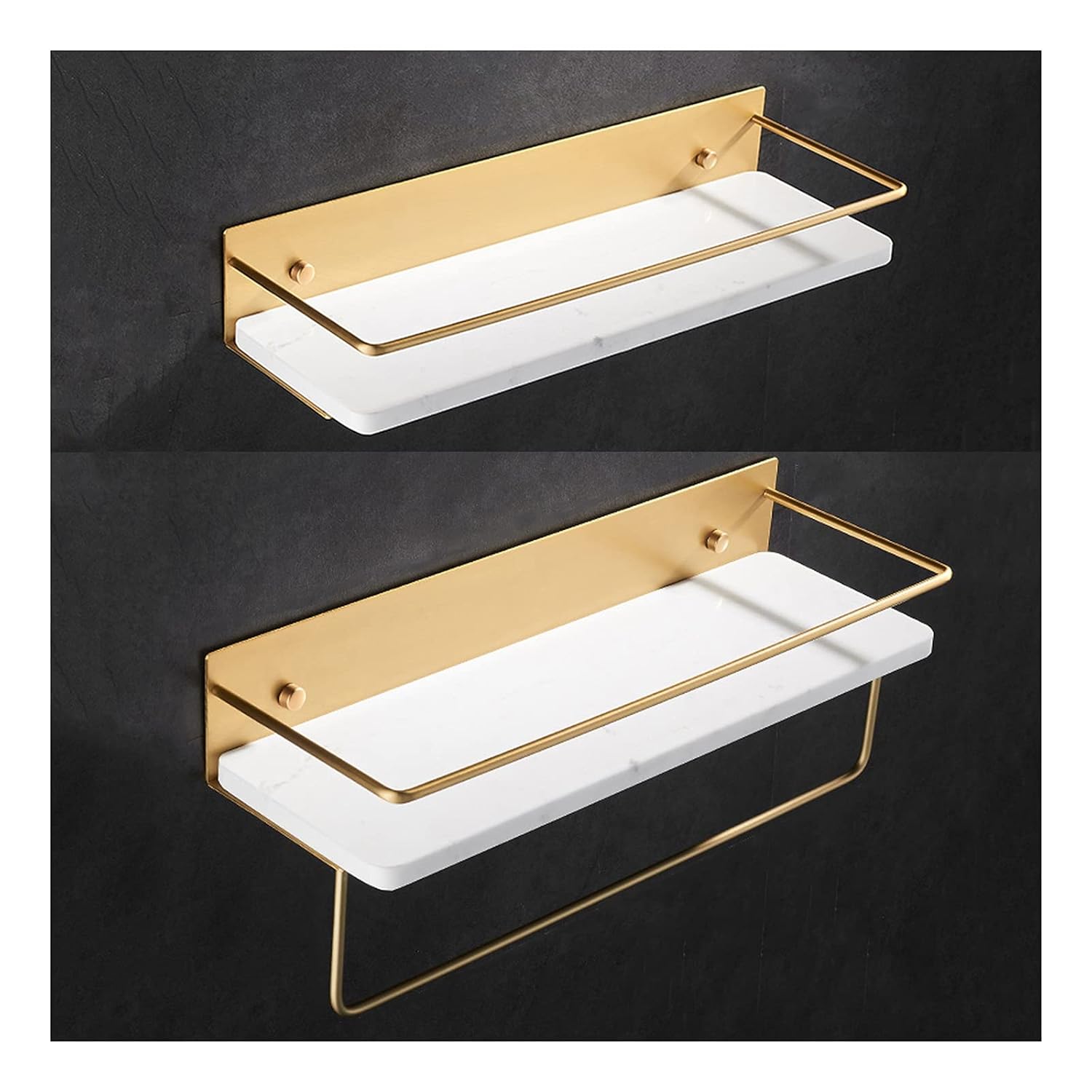 Shower Caddy Bathroom Shelf Storage Shelves Wall Shelves-Decorative Storage For Bedroom Bathroom and Kitchen-Elegant Modern Shelving Marble Aluminum