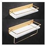 Skipdr Bathroom Shelf Storage Shelves Wall Shelves-Decorative Storage for Bedroom Bathroom,and Kitchen-Elegant,Modern Shelving Marble Aluminum Frame-Set of 2 Floating Shelves (Color : C), 91215