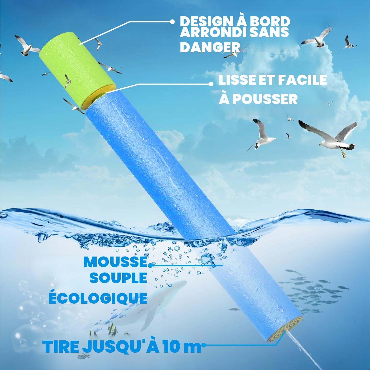 Pistolet à Eau Mousse pour Enfants, 6 Pistolets à Eau avec Une portée de 35 Pieds, Jouets Aquatiques d'été pour garçons et Filles, Pistolet à Eau pour Le Jardin, la Plage et la Piscine