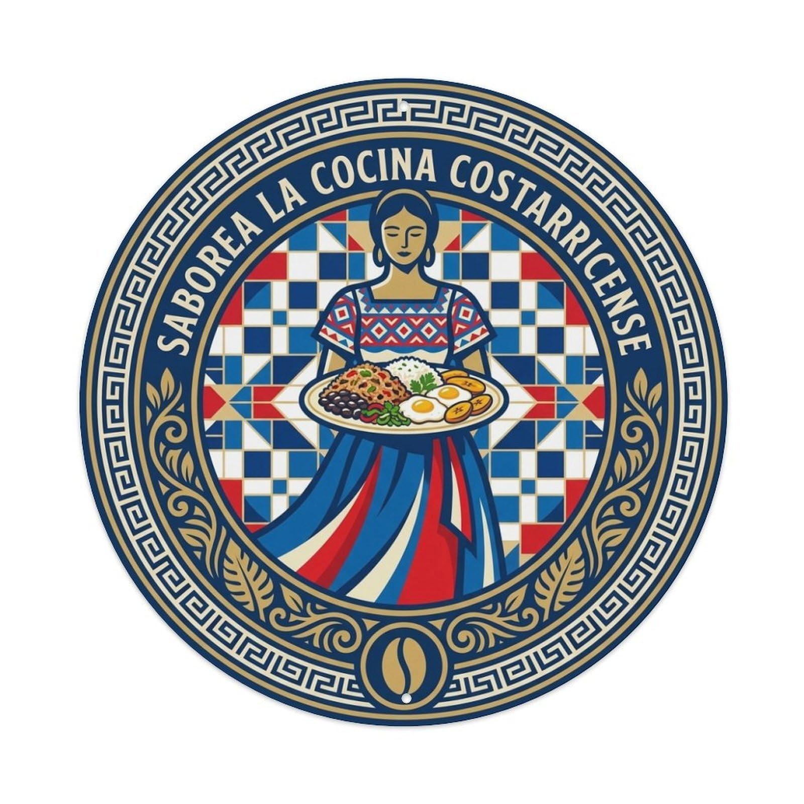 Proud Costa Rican Cuisine Gallo Pinto Rice Bean Plate Metal Tin Sign