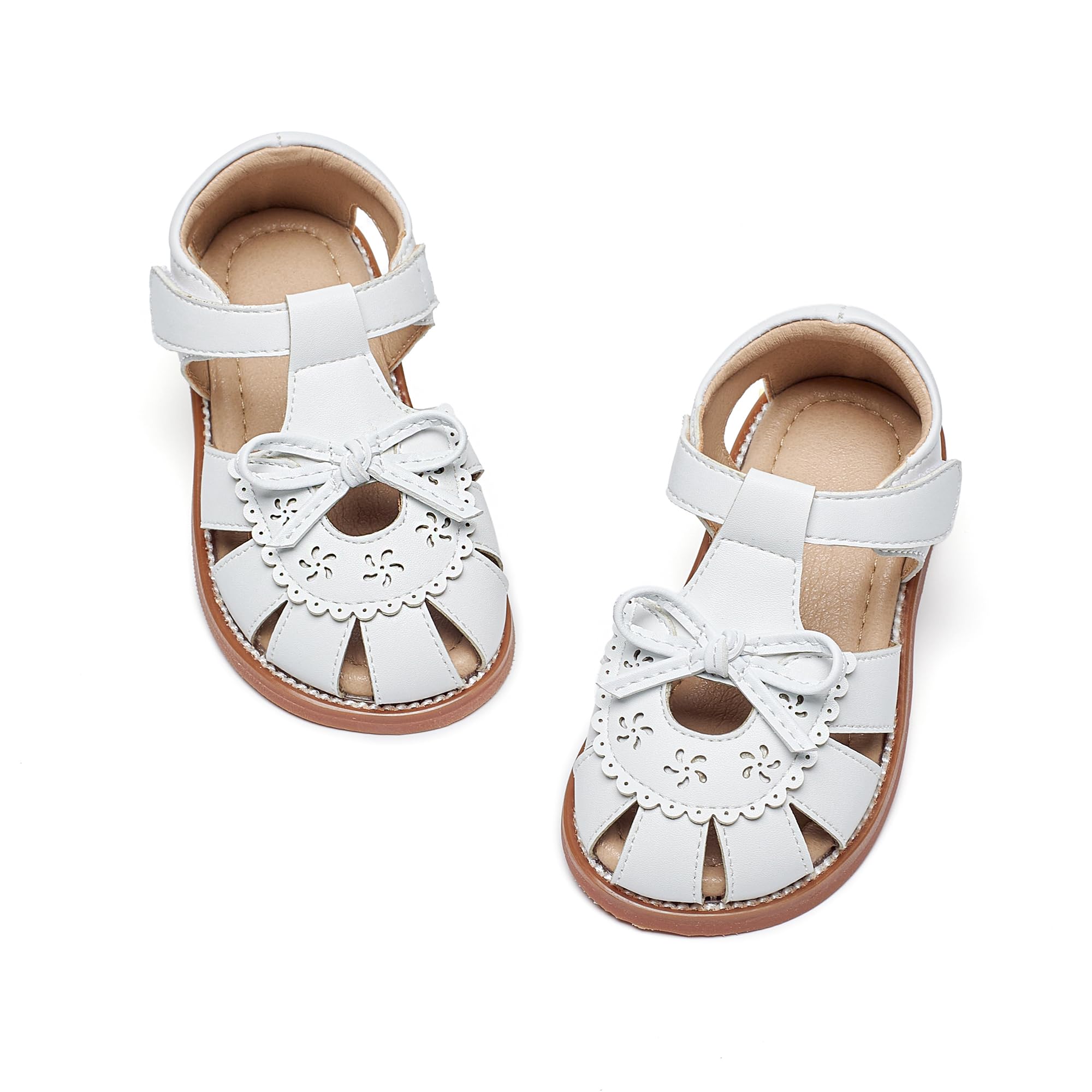 Kiderence Toddler Flower Girl Sandals Close Toe Dress Shoes Wedding Party | Hook and Loop,Non Slip Lightweight Sandals for Beach,Water Play and Daily Wear