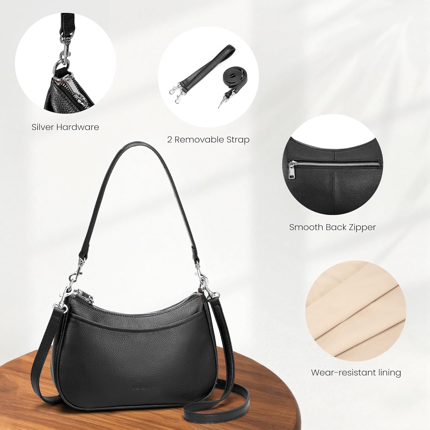 befen Genuine Leather Crossbody Bags for Women Anti Theft Shoulder Purse Trendy Hobo Bag with RFID Womens Handbag Purse - Image 8