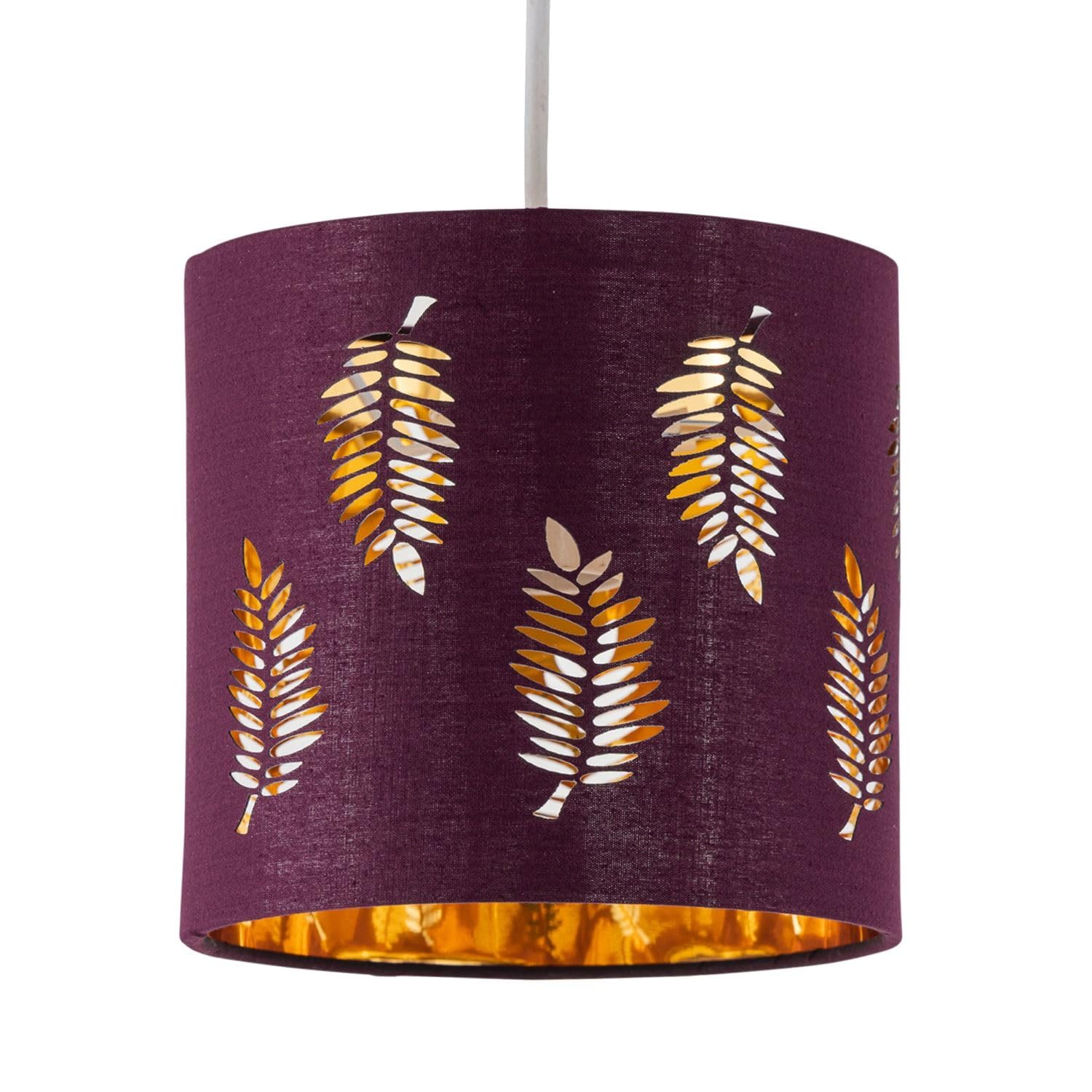 Firstchoicelighting Burgundy Table Lamp Shade, Lampshade For Table Lamp Or Bedside Light, Fern Leaf Cut Out Design, Diameter 15Cm
