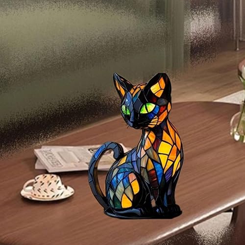 Miniatura 6 de Lámpara de mesa con diseño de gatos retro, de resina manchada, lámpara de mesa de animales manchados, 3D con temática de mascotas, regalos para los