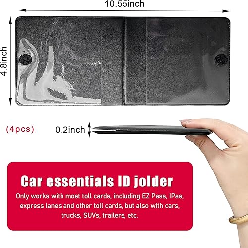 Miniatura 2 de Kewucn 4 soportes para seguro de registro de automóvil, 5.2 x 4.8 pulgadas, de cuero impermeable, organizador con cierre, funda esencial de licencia