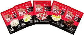Combo - Whey Protein Concentrado 30g - 5 Sachês (Morango, Banana, Baunilha, Torta de Limão e Brigadeiro) - Growth