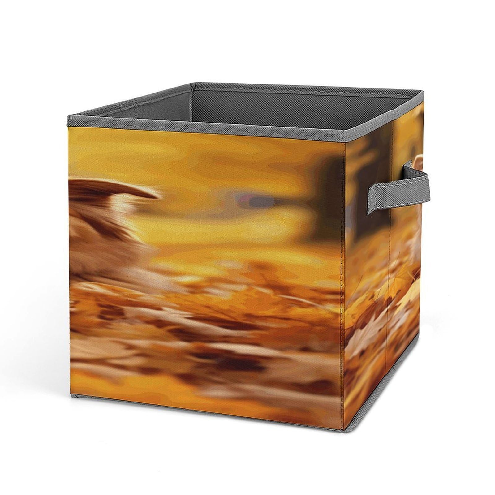 Fodpand Style Fall Background With Dogs Storage Cubes Foldable Decorative Fabric, Storage Bins Baskets With Handles, Closet Organizers And Storage For Home, Office,Closet, Clothes