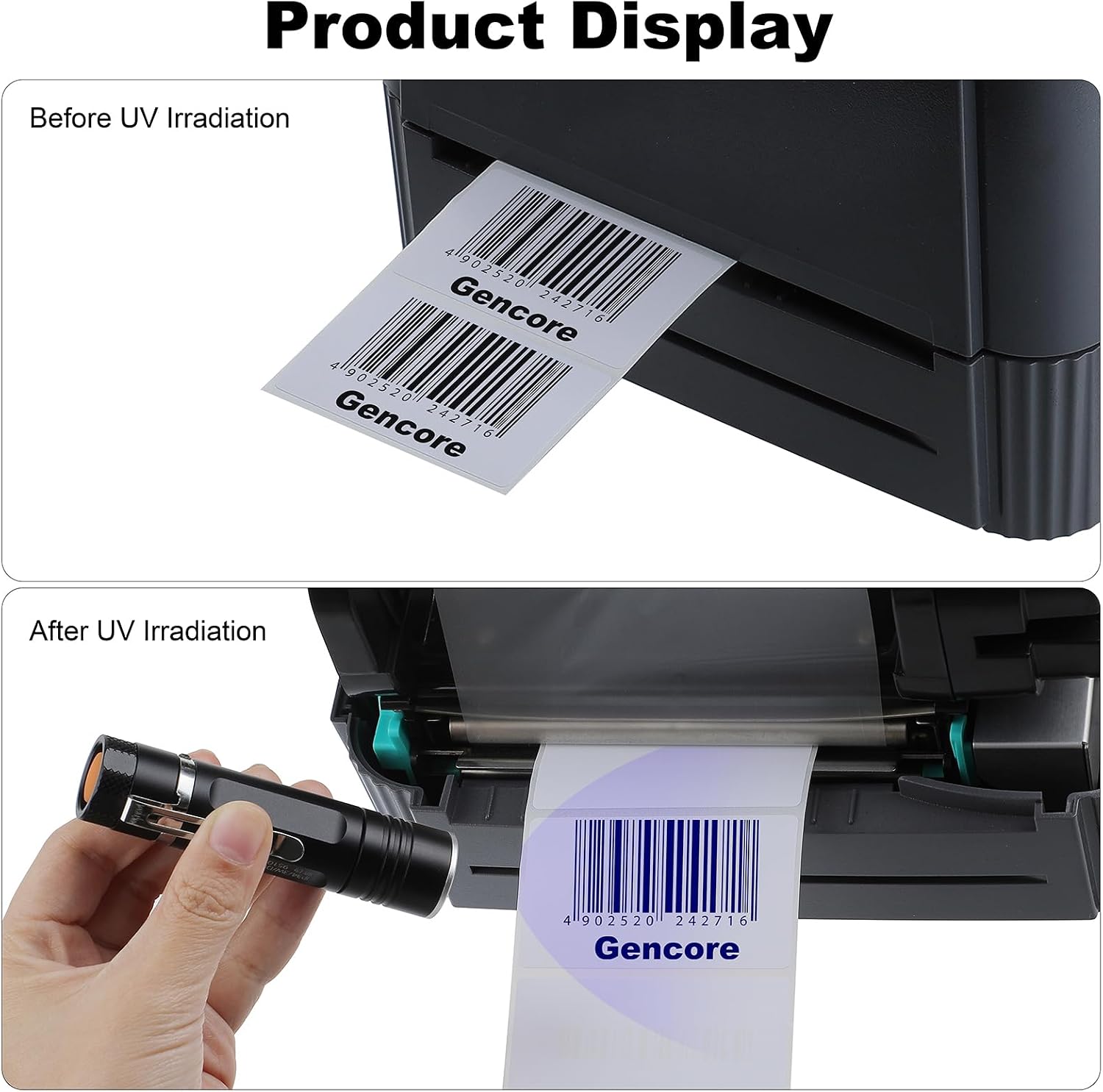 4.33'' x 328' UV Black Shifting to Blue Thermal Transfer Ribbon, Gcore Fluorescent Anti Theft Invisible Marking Ribbon, 1'' Core, Compatible with Zebra TSC GoDEX Argox, 1 Roll, Black to Blue