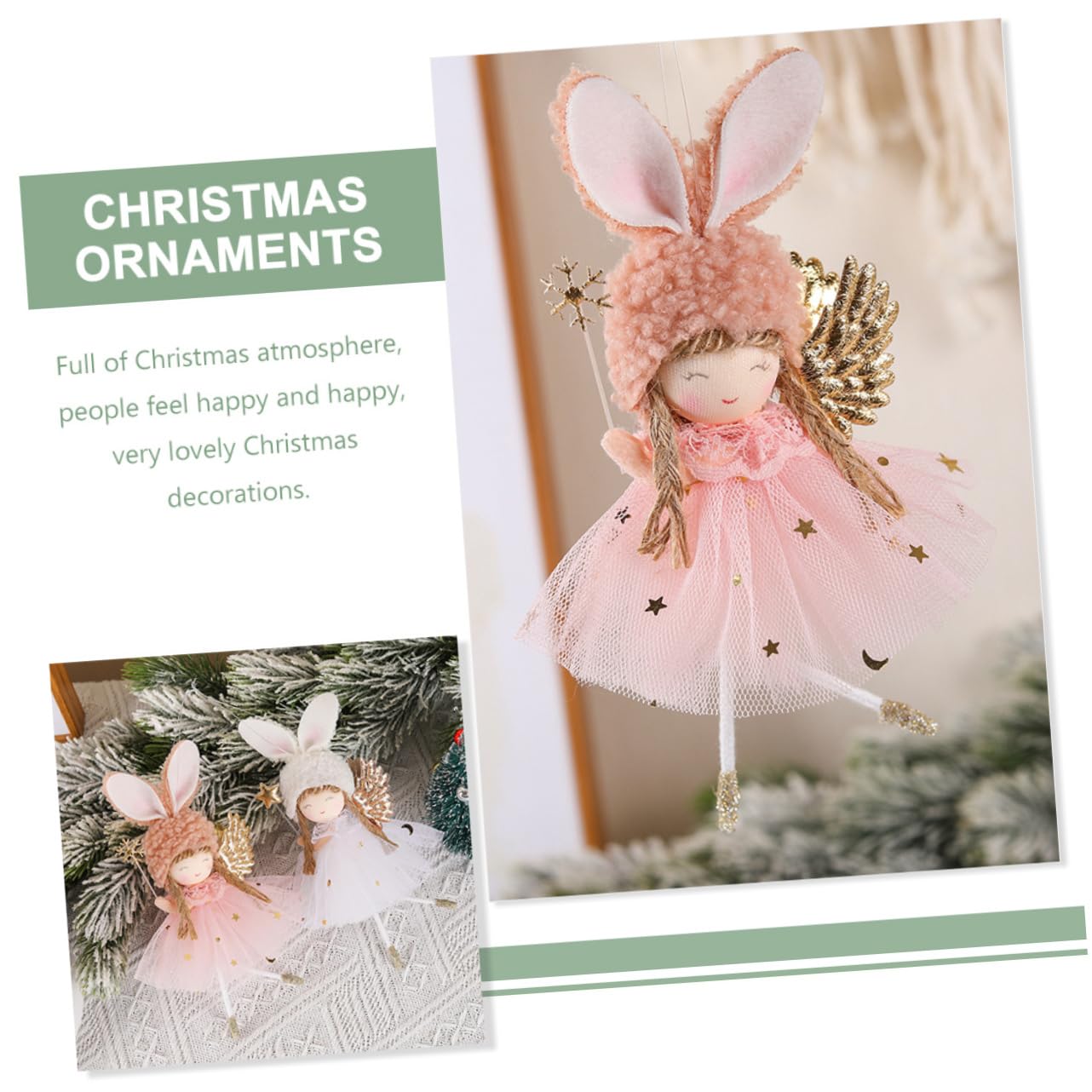 4 Pièces Pendentif poupée Ange poupées d'ornement d'arbre de Noël Ange en Peluche de noël Christmas Tree Xmas Tree poupées de Sapin de noël Ornement Ange Tissu en Fibres Chimiques