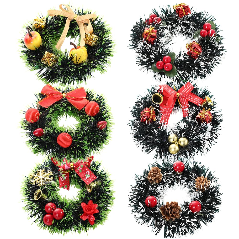 Corona Navidad, 6 Piezas Guirnalda Navidad, Invierno Corona Navidad, Adecuado para Decoración Navideña, Chimenea, Decoración Interior y Exterior, Decoración del Hogar, Decoración de Ventanas