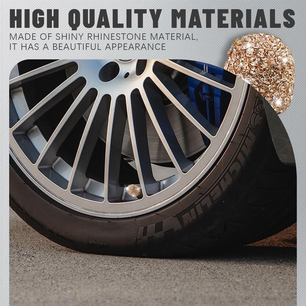 JUSTTOP Lot De 4 Bouchons De Valve De Pneu Faits à La Main Avec Strass En Cristal, Universels Pour Voitures, Camions Et Motos – Bleu Foncé