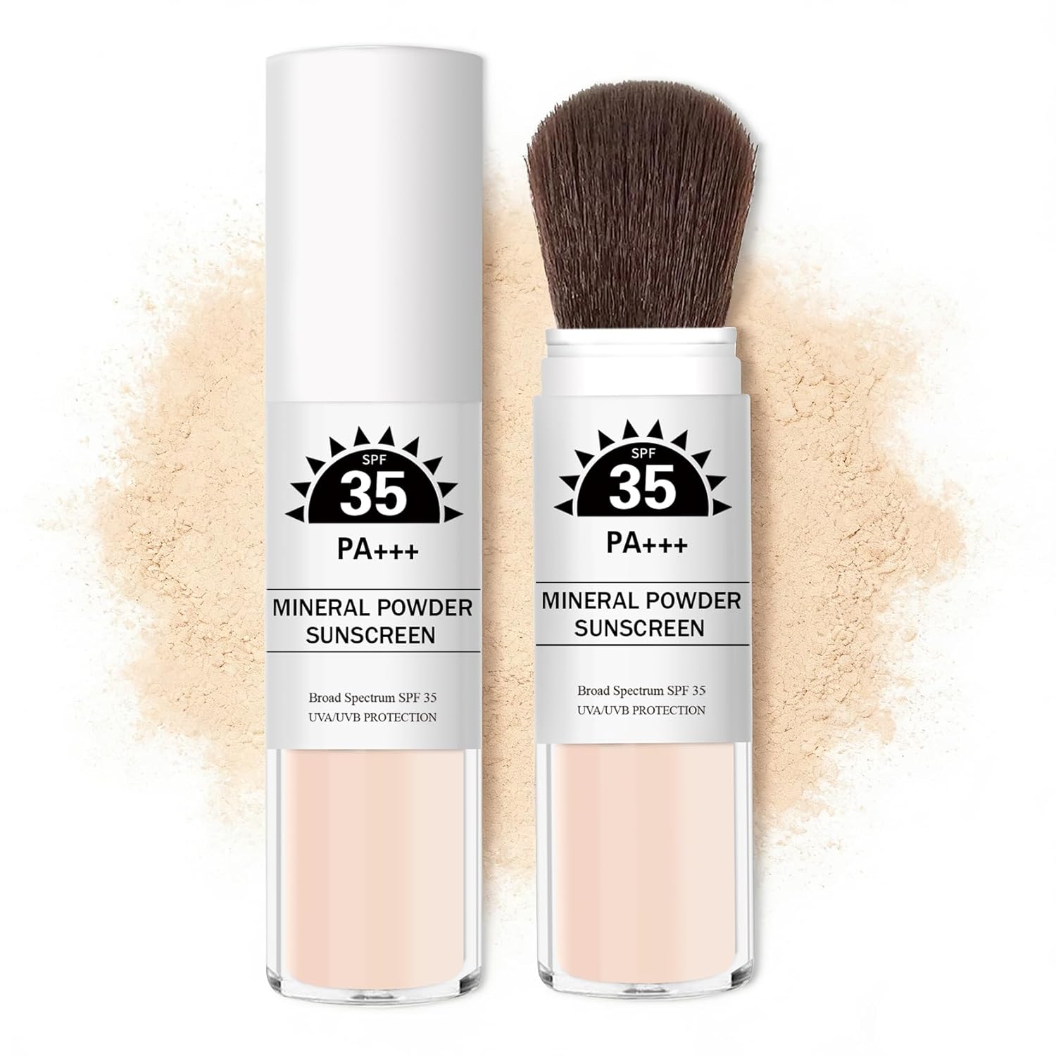 ZHISHUDL Mineral Powder Sunscreen for Face & Scalp SPF 35 Brush Sunscreen Setting Powder Oil Control Long Lasting Matte Finish Lightweight Loose Powder for All Skin Tones Types - 01 Translucent