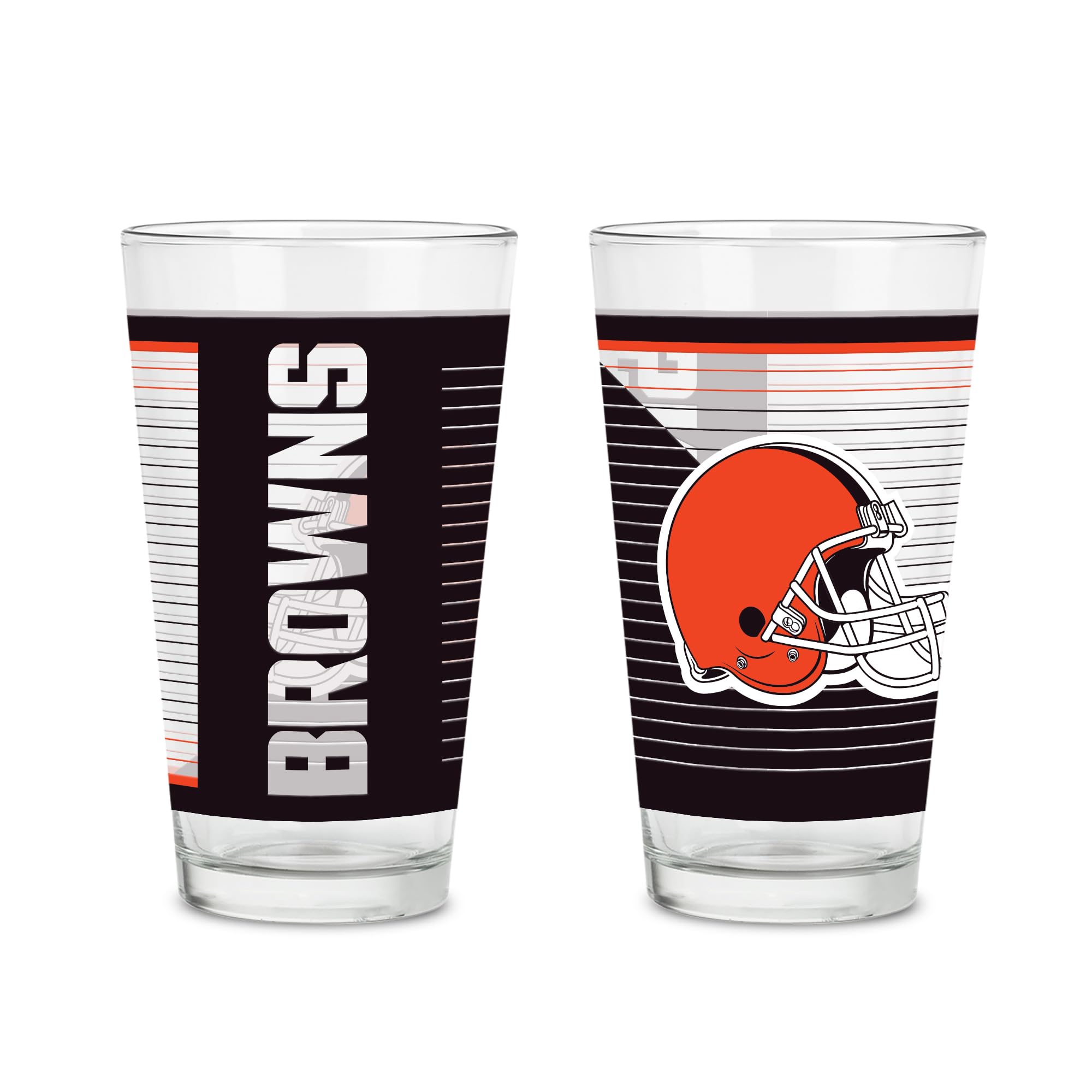 Rico Industries NFL Football Cleveland Browns 473.6 g Pint-Gläser mit digital gedrucktem Logo, Set mit 2 klassischen Trinkgläsern, spülmaschinenfest