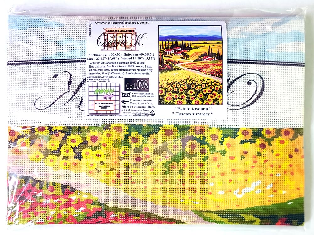 Oscarre K. gobelins Kit de medio punto de cruz completo 50 x 60 cm (bordado acabado 38,5 x 49 cm) Verano en la Toscana