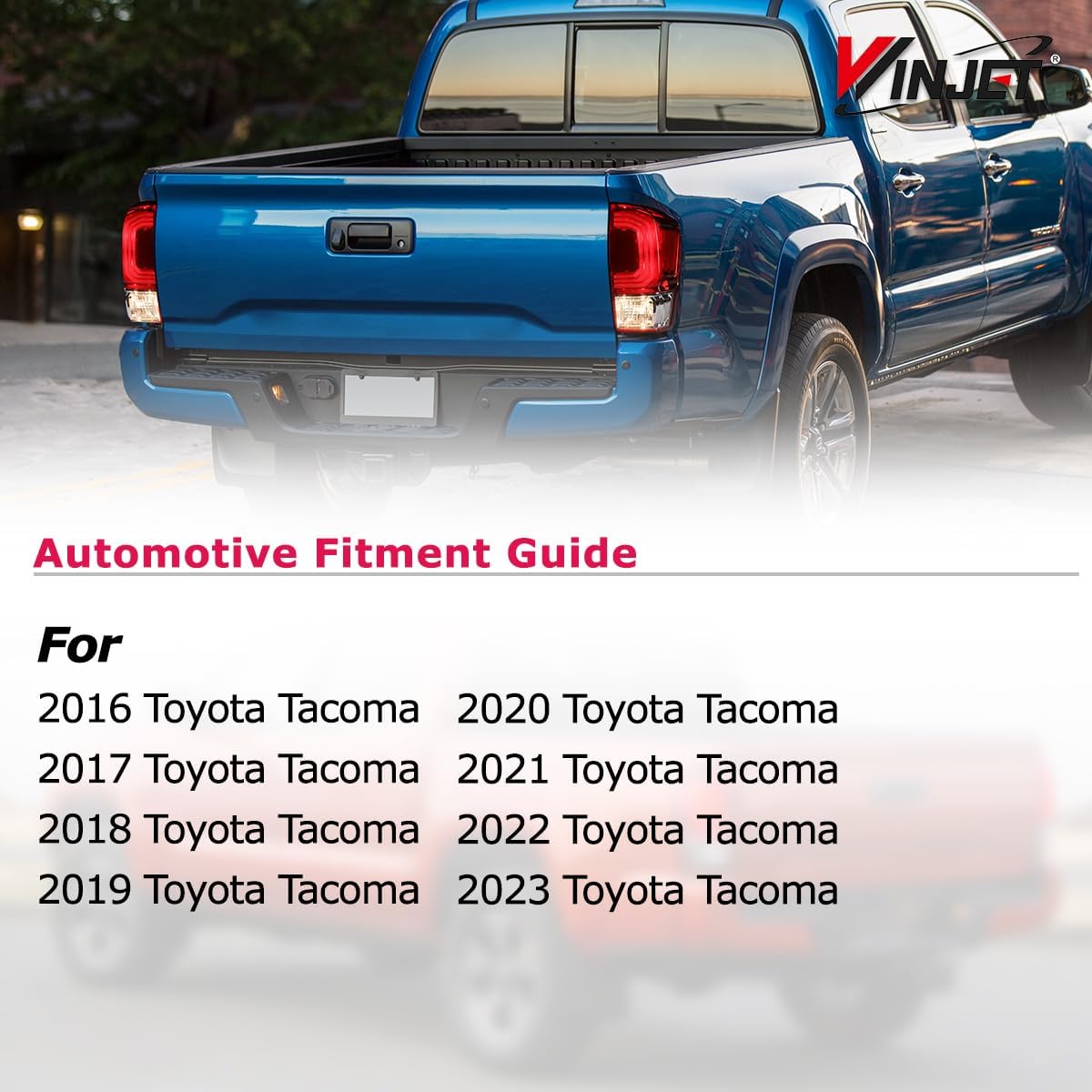 Winjet OEM Tail Light Assembly Fit For 2016-2023 Toyota Tacoma, Tail Lamp Replacement For Toyota Tacoma, Chrome Housing Red Lens Rear Lamps 2 PCS (Driver & Passenger)