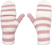 Vista 87 de Beurlike Guantes de invierno para mujer, de lana cálida, a prueba de viento, convertibles, sin dedos Negro