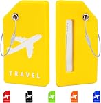 Silicone Luggage Tags, 6 Pack Teskyer Premium Luggage Tags with Name ID Card, Privacy Protection Travel Bag Tag Labels with Stainless Steel Loop, Travel Accessories for Suitcases | Durable Silicone Design, Flexible & Tear Resistant, 6 Color Organizat