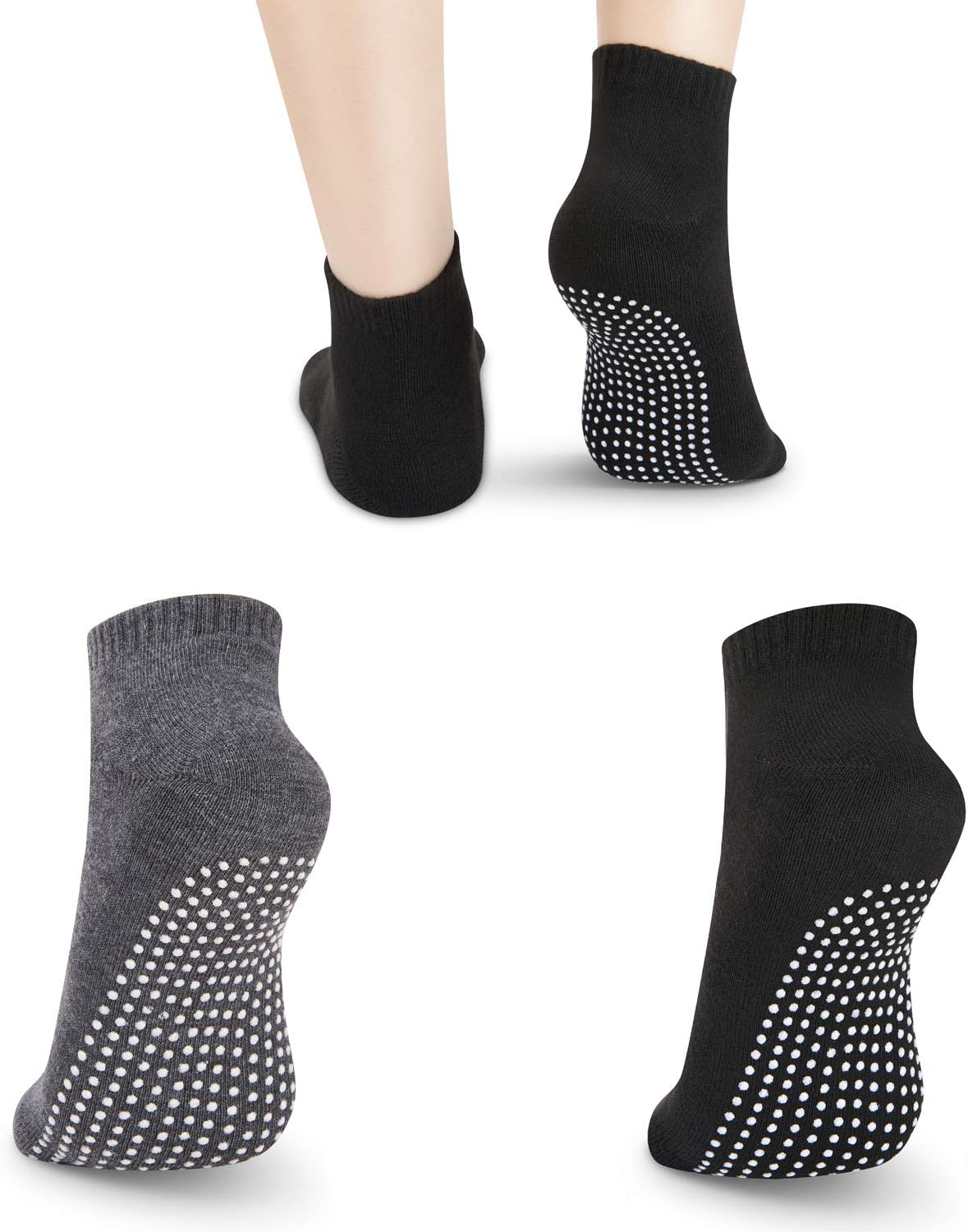4 Pairs Non Slip Skid Socks Anti Slip Sock for women and men, Grip Socks for Yoga Home Barre Pilates Hospital Workout