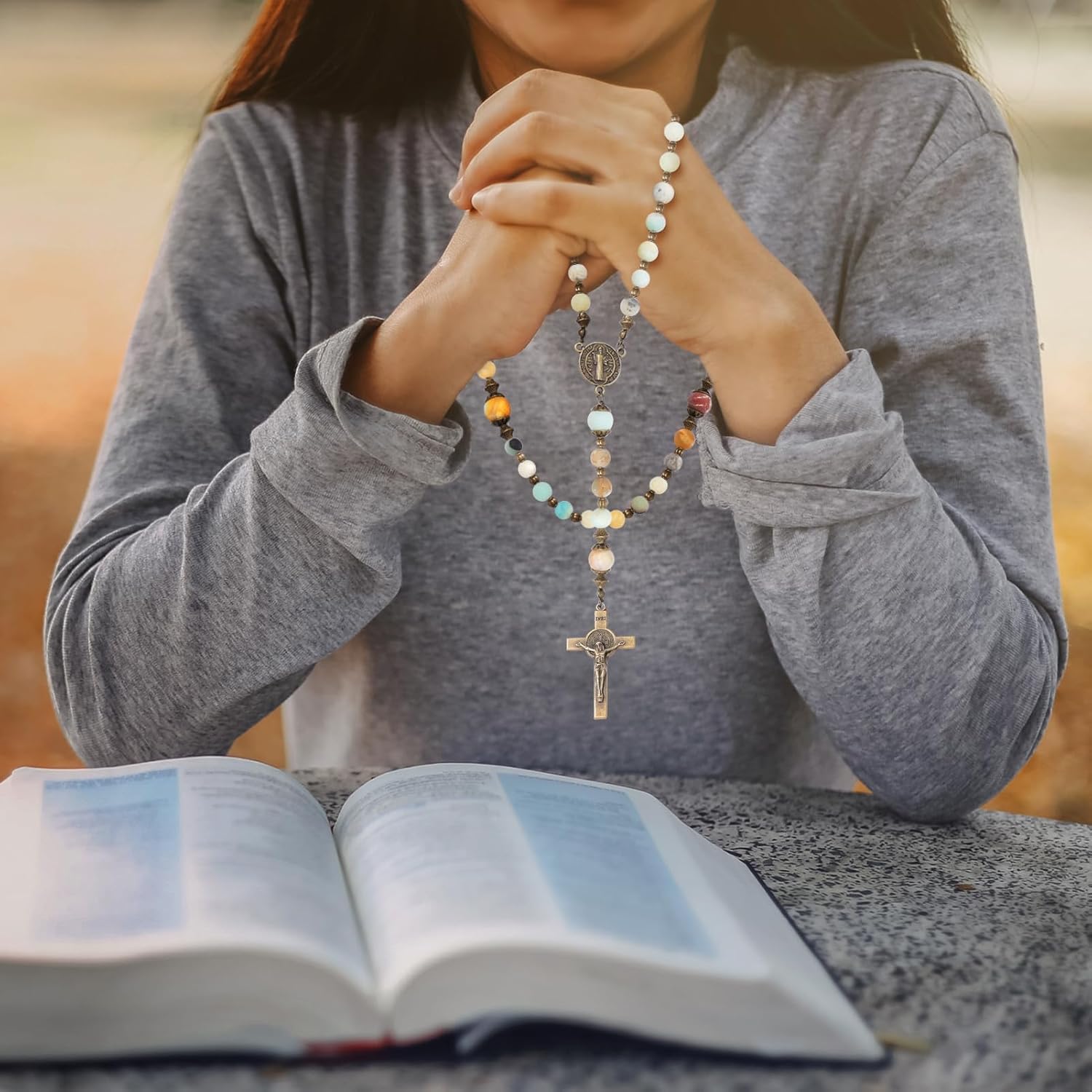 KOMI Catholic Rosary Beads for Women - Holy Prayer Necklace With Crucifix Cross - Communion Rosary Catholic Gifts - Image 6