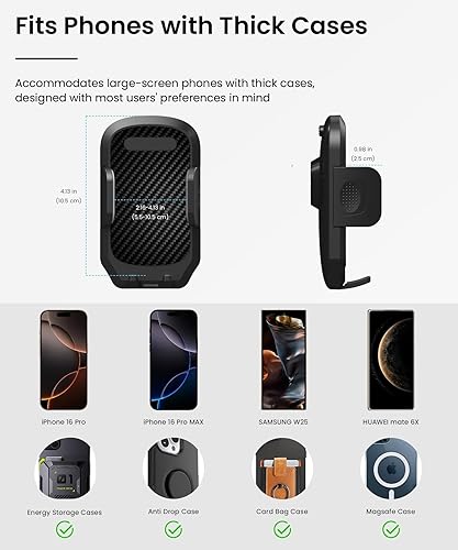 Miniatura 7 de Soporte para teléfono con espejo retrovisor  Soporte de teléfono de coche con brazo de metal sólido, ajuste universal para iPhone y Android, clip