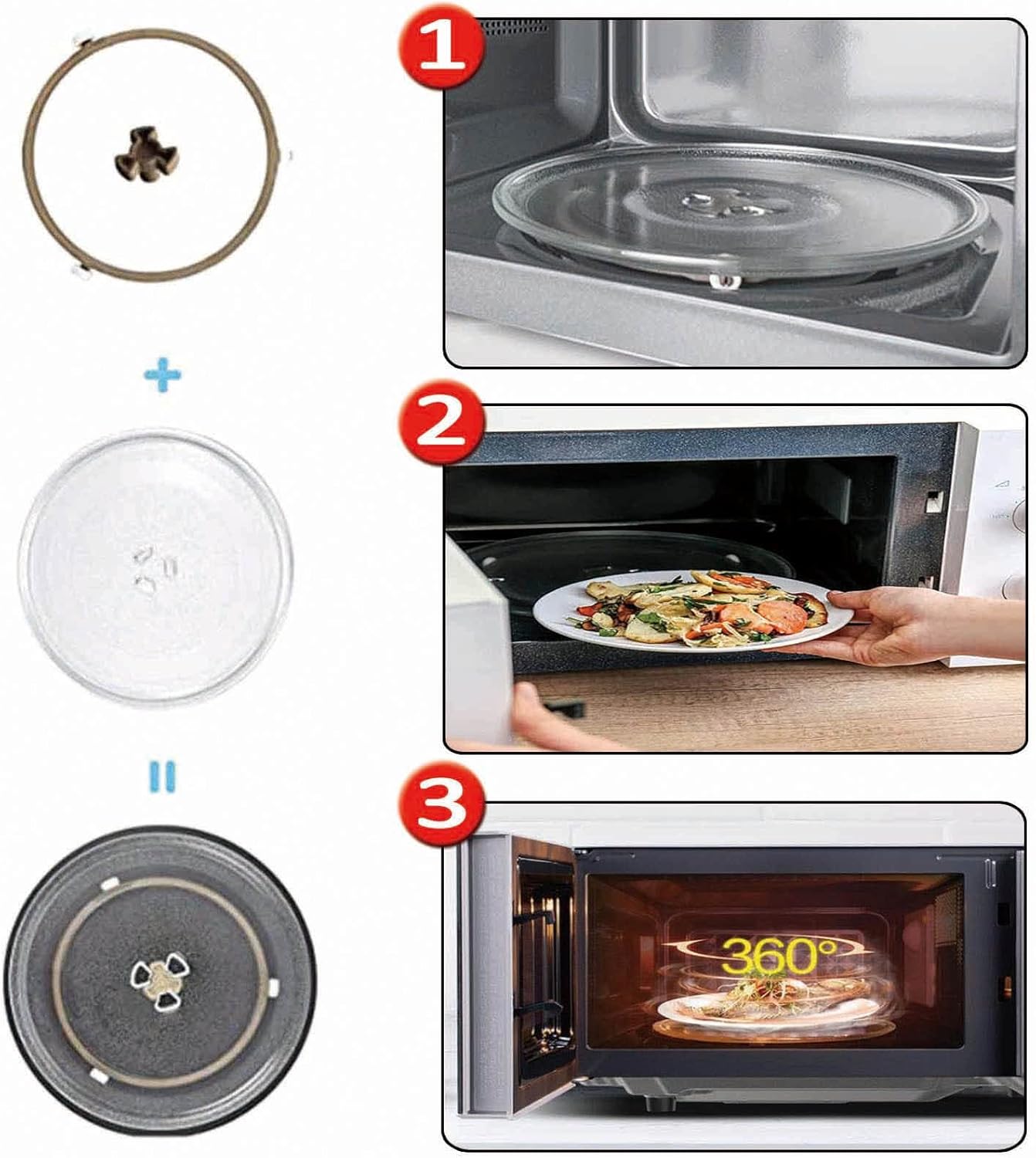 Circular Glass Turn Table Top Kit, Replacement Microwave Glass Turntable Plate With Microwave Turntable Coupler And Ring, 12.4" 10.6" 9.6" Microwave Glass Plate, High Temperature Resistance ( Color :