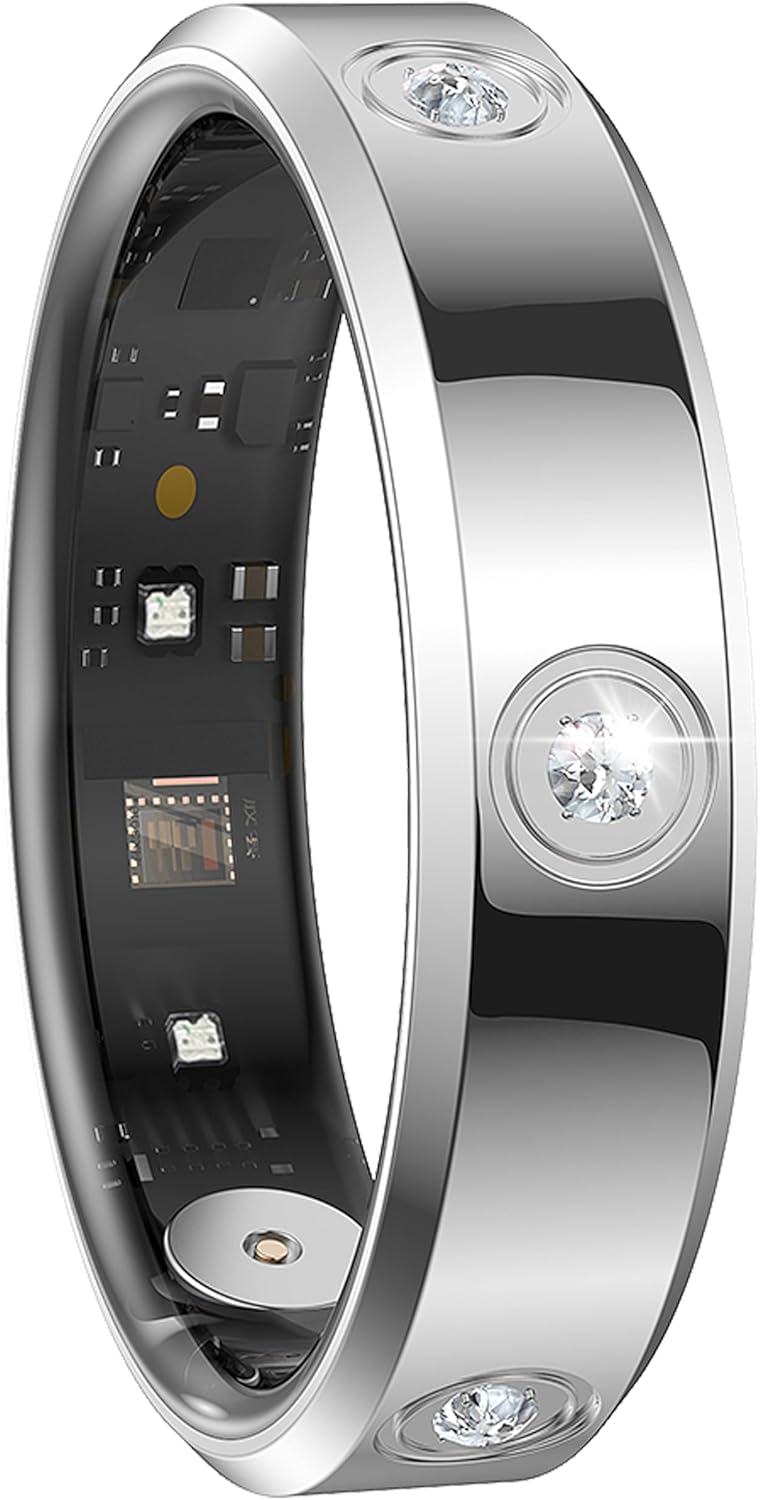 Smart Ring Ultra Narrow Heart Rate Monitor Comfortable Sleep Ring Health Fitness Tracker Pedometer Step Counter Calorie Waterproof Ladies Smart Rings for Women Men Anillo Inteligente