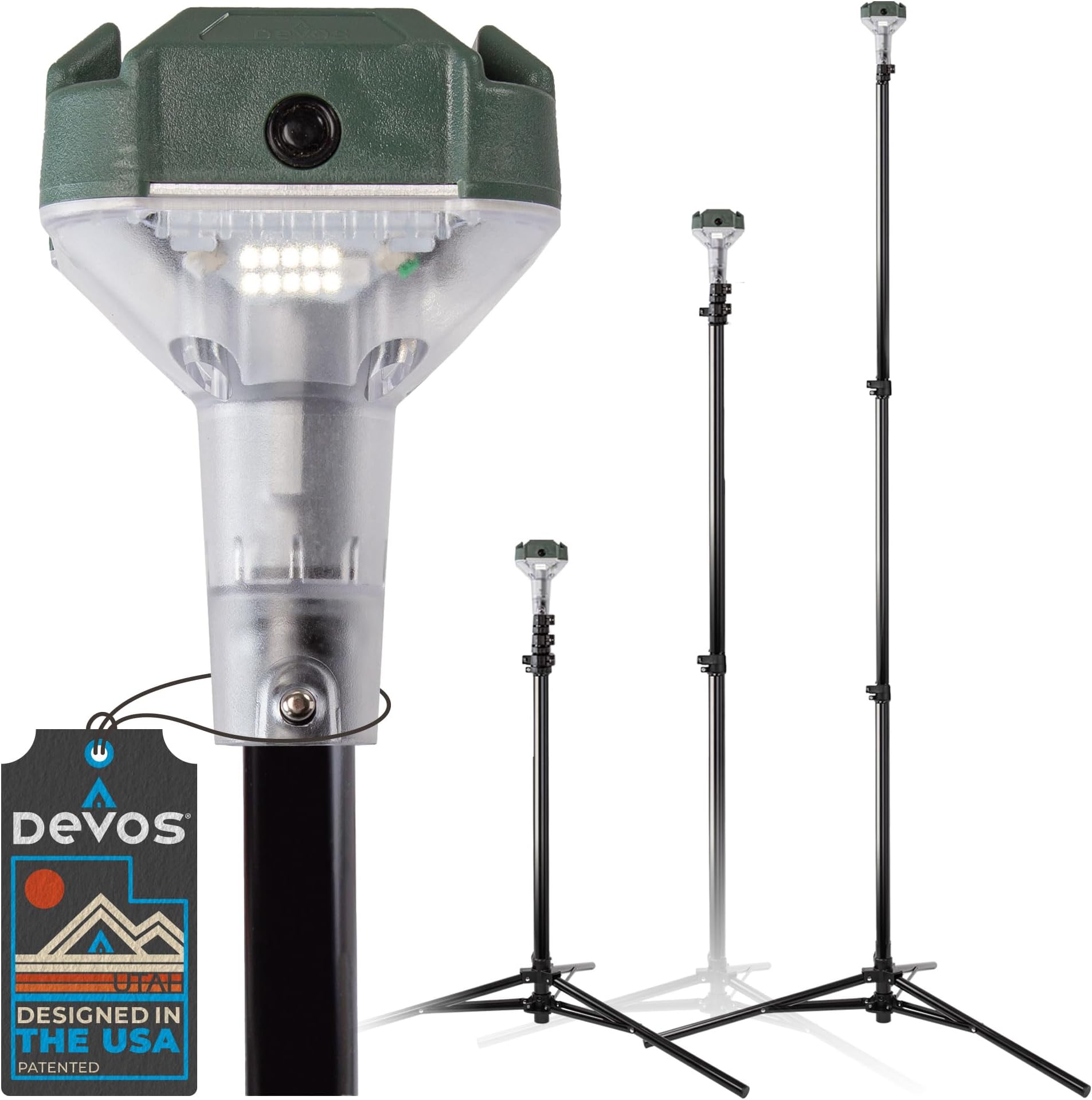 - Devos Outdoor LightRanger 800 Lumen Lantern - Rechargeable Telescoping LED Lantern, 8 Feet Tall, 30-Hour Runtime, Illuminates 40-Foot Area, Adjustable Height