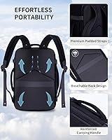 Vista 5 de ECOHUB Mochila de Viaje Mochila de Equipaje de Mano, Negro-3, Mochilas de viaje