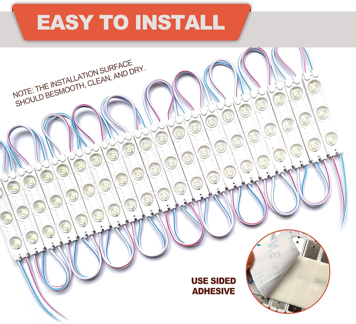 KEVWR 12V 120 LEDs Van Interior Light, Ceiling Lamp with Harness Switch for Car Van Truck Auto Vehicle Caravan Trailers Boat Bus RV Room Cargo, With Tape Adhesive Backside(40 Modules)