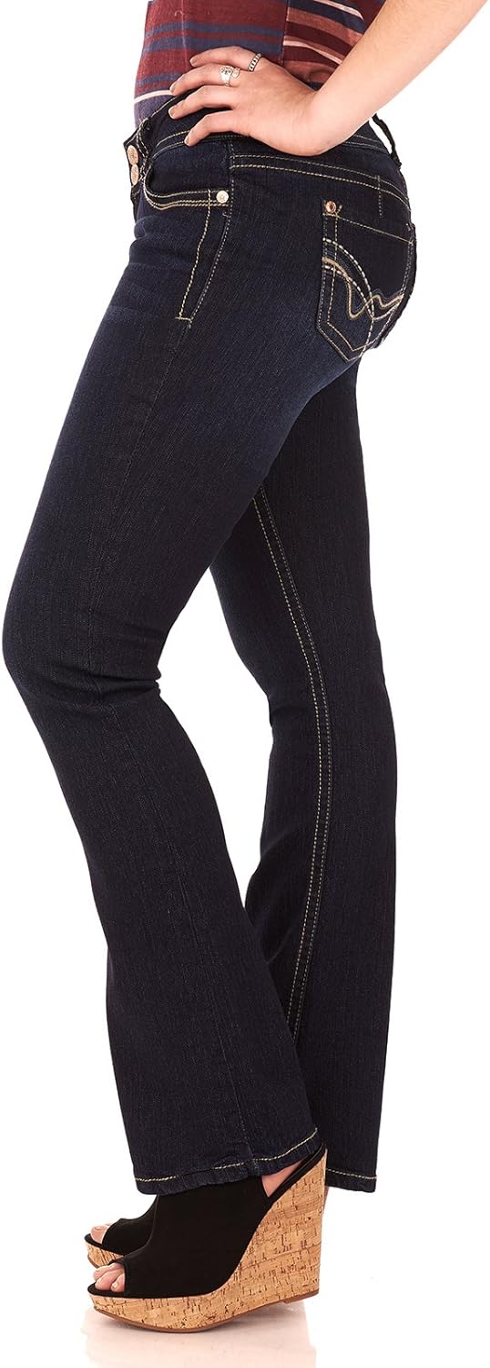 WallFlower Luscious Curvy Bootcut Jeans for Women, Mid-Rise Insta Stretch Denim, Size-Inclusive Juniors Jeans, Sizes 0 to 24
