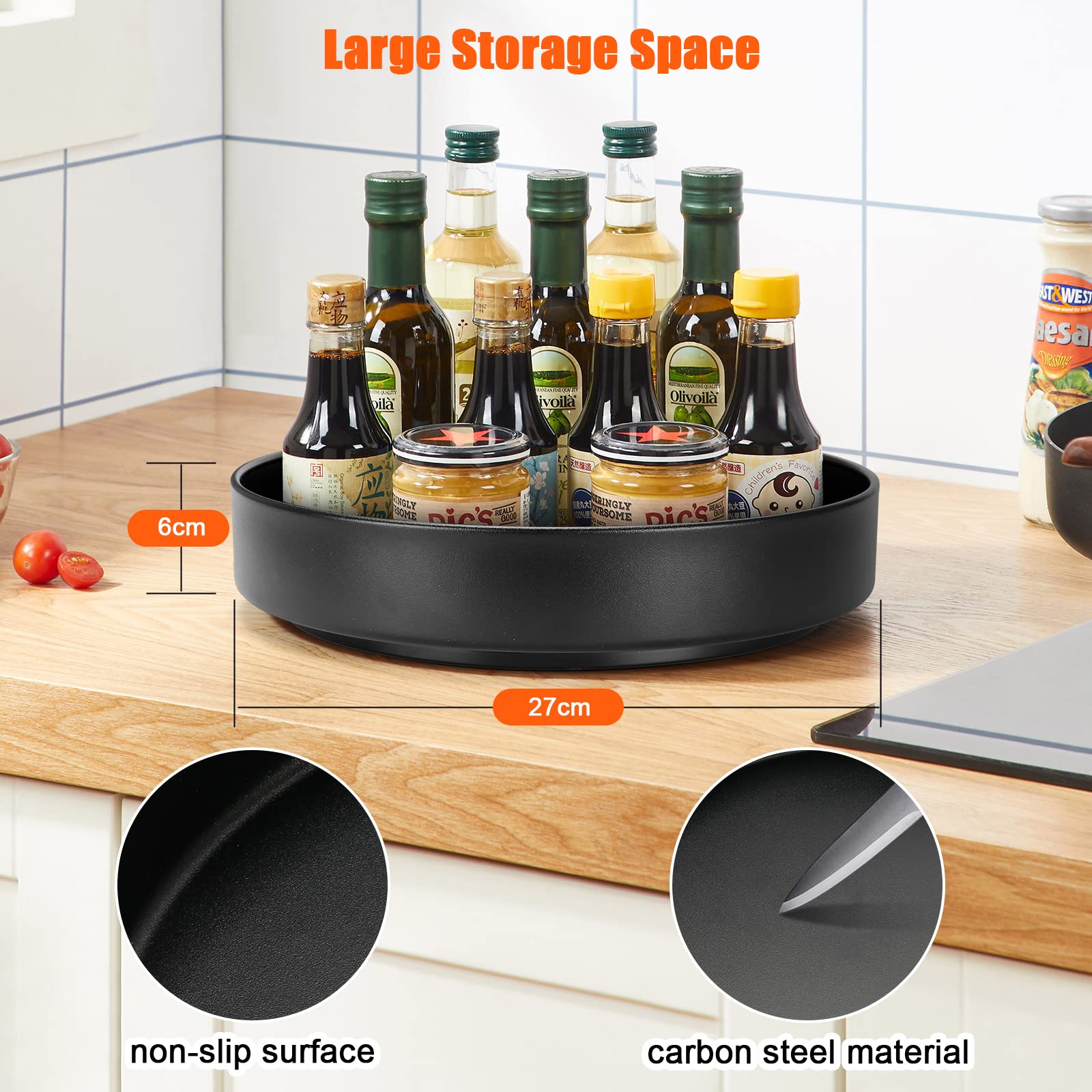 Drehteller Organizer, 22 Cm – 360° Drehbares Gewürzregal Aus Kunststoff, Rutschfest, Für Küche & Aufbewahrung