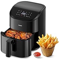 TOKIT 1500W Friggitrice ad Aria, Air Fryer 4,5 L Nero Compatto Con 10 Modalità Per Principianti
