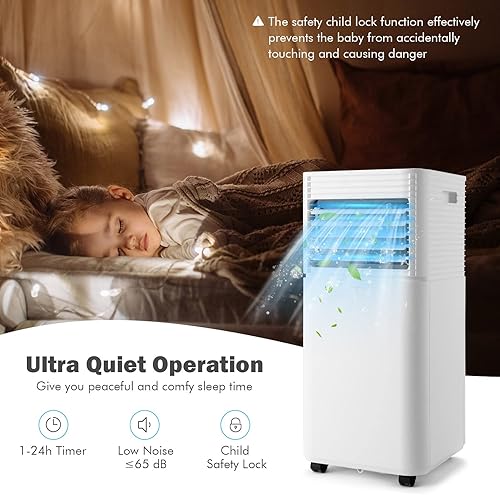 Miniatura 8 de PETSITE Aire acondicionado portátil, unidad de refrigeración de CA de 8000 BTU para habitación, unidad de CA 3 en 1 con modo de enfriador de aire,