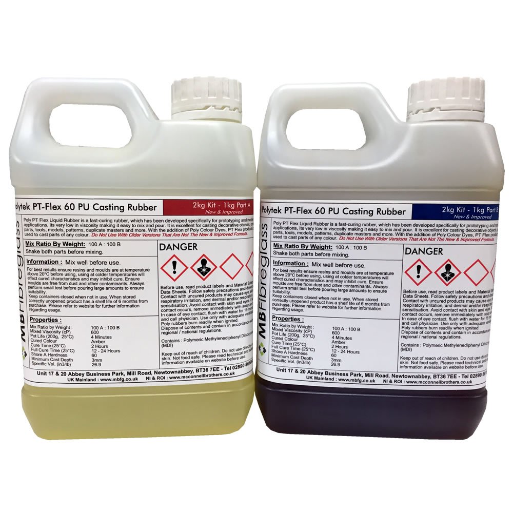 Polycraft ( Mb Fibreglass ) Polycraft Pt Flex 60 Fast Curing Polyurethane Casting Rubber 2Kg Kit
