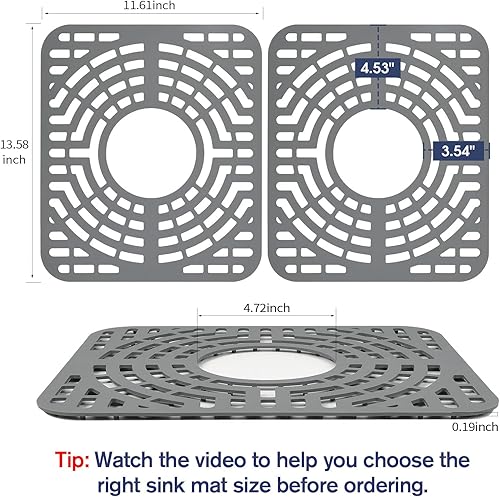 Miniatura 2 de Snuggery Protectores de silicona para fregadero de 26 x 14 pulgadas con orificio de drenaje trasero, resistentes al calor, antideslizantes, aptos