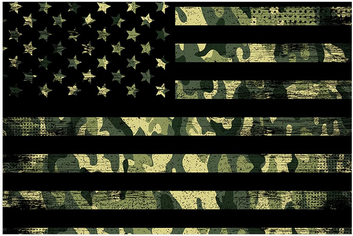 T&H Home Aquarium Decoration - 48.8" W x 18.4" H USA Flag Themed Pet Supplies - Camouflage Themed Stylish Fish Tank Background