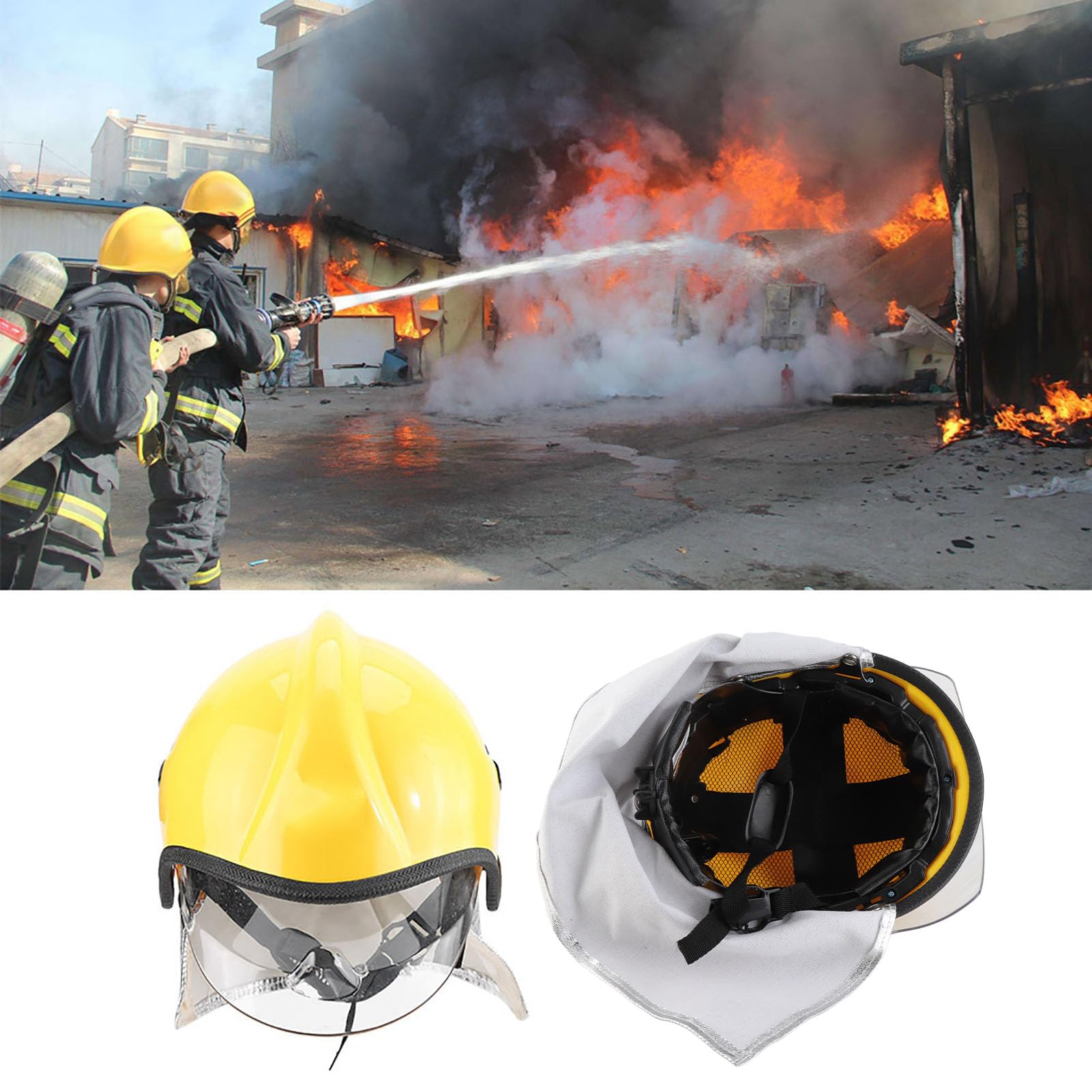 Casco Industriale Protettivo Ignifugo Casco di Sicurezza Per Vigile del Fuoco Casco Integrale di Sicurezza Resistente al Calore Cappello di Salvataggio Copricapo Protettivo Per Vigile del Fuoco