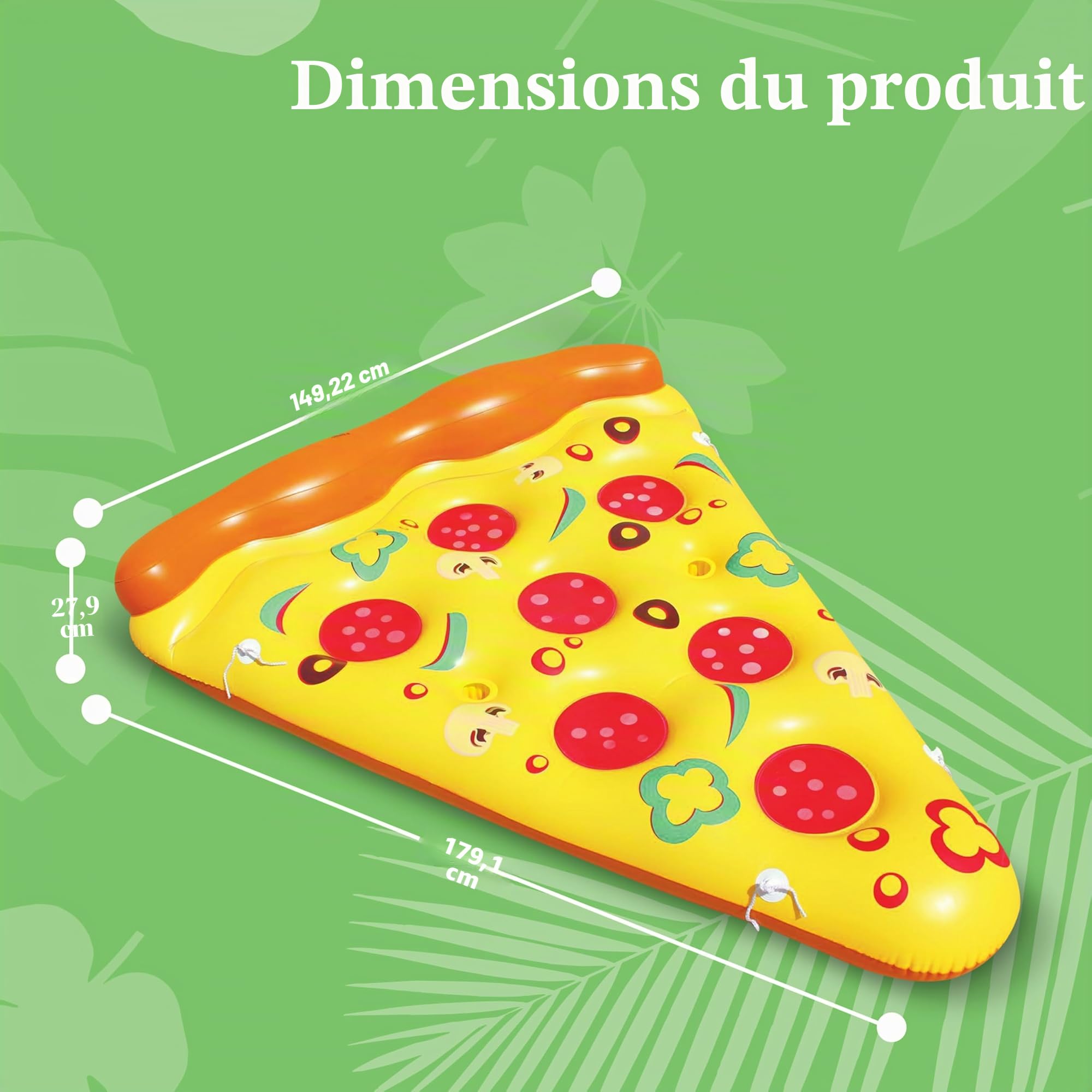 JOYIN Grande bouée Gonflable en Forme de Part de Pizza, 1,8 x 1,5 m, Matelas Gonflable pour Piscine, Radeau d'été (1 pièce), Matelas Flottant avec Porte-gobelets, Jouet de fête pour la Piscine