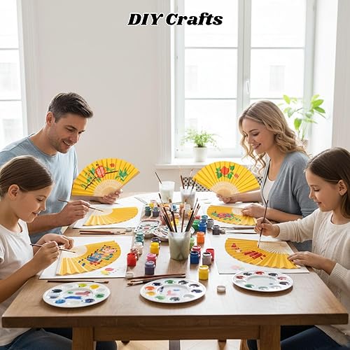 Miniatura 84 de JOHOUSE 12 abanicos de papel blanco de mano – Ventilador de mano plegable de 8.3 pulgadas, ventiladores plegables de mano para mujeres, ventilador