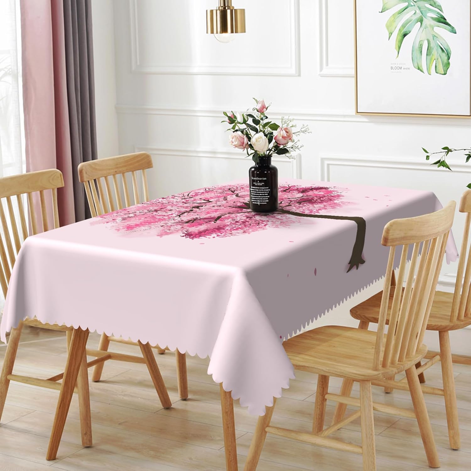 TTQYFNM 60x84inches Pink Rectangle Tablecloth Japanese